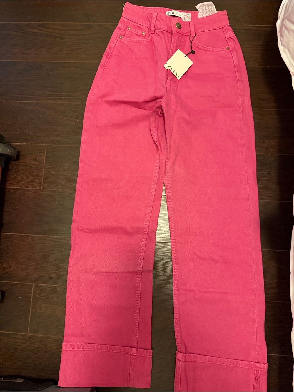 Pink High-Waist Straight Leg Jeans - Zara